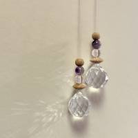 Sonnenfänger schlichter Suncatcher mit Perlen aus Bergkristall und Amethyst, Fensterschmuck Geschenk Umzug Einzug Bild 2