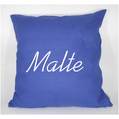 Kissen Kissenhülle personalisiert mit Namen oder Wunschtext - Blau 40 x 40 cm