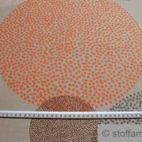 Stoff Baumwolle Panama sand Kreis orange türkis Flammgarn beige braun Pünktchen Bild 6
