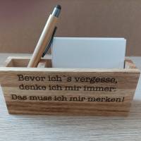 Zettelbox mit Kugelschreiber, Holz Handmade Bild 1