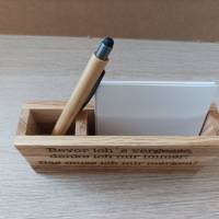 Zettelbox mit Kugelschreiber, Holz Handmade Bild 2