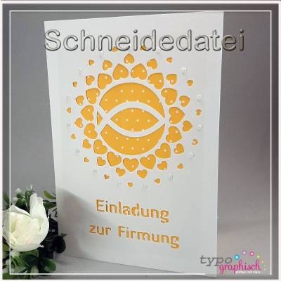 Plotterdatei Einladung zur Firmung – Klappkarte Fisch DIN B6 | SVG & PDF Download