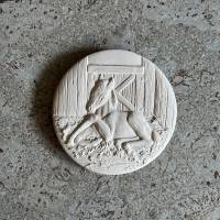 Deckel für Schale/Topf oder Wandbild  - 1 wetterfester Keramikrohling  Motiv Pferd Eule Schwan zum selber bemalen Bild 3