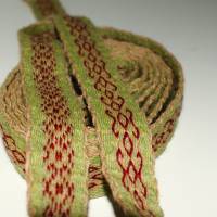 1,5m Brettchenborte Wolle, hellgrün-braun-rot, Brettchenweben, Wikinger Borte Bild 5