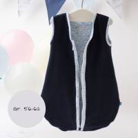 Ganzjahres Baby Schlafsack aus Baumwolle – Kuschelig & Warm Gr. 56-62 dunkel blau Bild 2