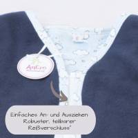Ganzjahres Baby Schlafsack aus Baumwolle – Kuschelig & Warm Gr. 56-62 dunkel blau Bild 4