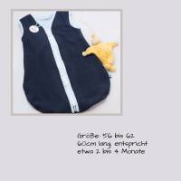 Ganzjahres Baby Schlafsack aus Baumwolle – Kuschelig & Warm Gr. 56-62 dunkel blau Bild 8