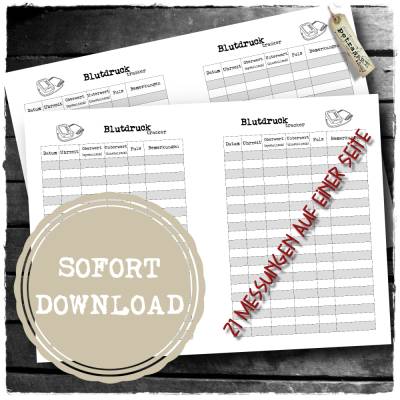 Blutdruck-Tracker 2.0 - Din A5 - 21 Messungen pro Seite