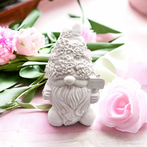 Wichtel mit Blumenmütze Gießform, detaillierte Kerzenform, Silikonform DIY Wichtelform