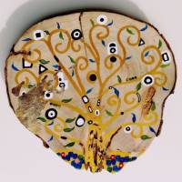The Tree Of Life, Der Baum des Lebens, wie Klimt, Malerei auf Baumscheibe Holzscheibe, ca. 30 cm, Lebensbaum, handgemalt Bild 1