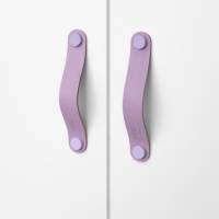 Ledergriffe Flieder Serie "Arc" handgefertigte Möbelgriffe in Pastell Violett / Schrankgriffe in 30 Farben Bild 1
