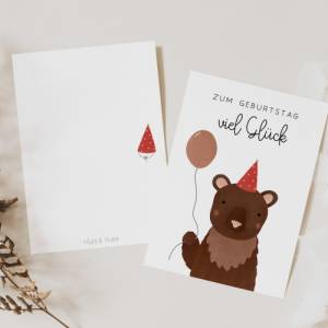 Geburtstagskarte Bär A6 Karte Geburtstags-Bär - Glückwünsche zum Geburtstag - Postkarte für Kinder Bild 2