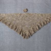 Dreieckstuch, Cape, Umhang aus weicher Wolle (Merino) mit breiter Musterkante, gehäkelt Bild 4