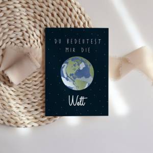 Postkarte Valentinstag "Du bedeutest mir die Welt" - A6 Karte Liebe - Karte Liebeserklärung - Freundschaft Bild 9