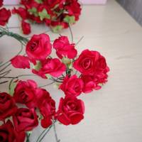 70 Rosenblüten Diorrosen in rot ca.13 mm Rosen für die Tischdeko oder Geschenke Bild 1