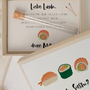 Geschenkschachtel Sushi Geburtstagsgeschenk - Geschenkverpackung Sushi Einladung - Einladung Sushi - Gutschein Sushi ess Bild 3
