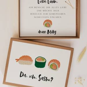 Geschenkschachtel Sushi Geburtstagsgeschenk - Geschenkverpackung Sushi Einladung - Einladung Sushi - Gutschein Sushi ess Bild 4