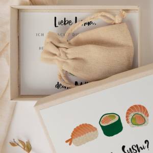 Geschenkschachtel Sushi Geburtstagsgeschenk - Geschenkverpackung Sushi Einladung - Einladung Sushi - Gutschein Sushi ess Bild 5