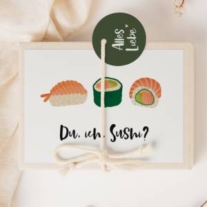 Geschenkschachtel Sushi Geburtstagsgeschenk - Geschenkverpackung Sushi Einladung - Einladung Sushi - Gutschein Sushi ess Bild 6