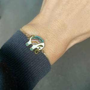 Armband Emaille Elefant Zirkonia als tierisch schönes Geschenk für Sie ein feiner echt vergoldeter Armschmuck Bild 4