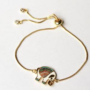 Armband Emaille Elefant Zirkonia als tierisch schönes Geschenk für Sie ein feiner echt vergoldeter Armschmuck Bild 5