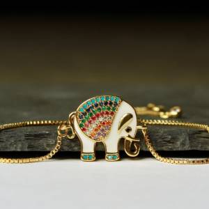 Armband Emaille Elefant Zirkonia als tierisch schönes Geschenk für Sie ein feiner echt vergoldeter Armschmuck Bild 7