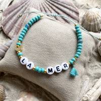 „Plaisirs de l‘été“ - Maritime Perlen-Armbänder in sommerlichen Farben mit Schriftzug Bild 6