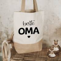 Shopper / Tasche "Beste Oma". Jutetasche mit Baumwollanteil, Oma, Uroma, Geschenk, Dankeschön, Opa Bild 1