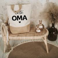 Shopper / Tasche "Beste Oma". Jutetasche mit Baumwollanteil, Oma, Uroma, Geschenk, Dankeschön, Opa Bild 2