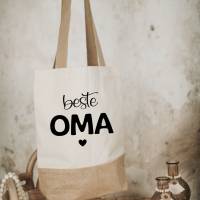 Shopper / Tasche "Beste Oma". Jutetasche mit Baumwollanteil, Oma, Uroma, Geschenk, Dankeschön, Opa Bild 3