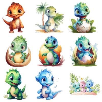 Bügelbilder Bügelmotiv Dinosaurier Drache Dinobaby Ei Junge Mädchen Baby Höhe 25cm