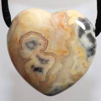 Crazy-Lace-Achat (Herz) | Halskette mit Band oder Silber 925 --- Stein-Größe: 28 x 29 mm Bild 1