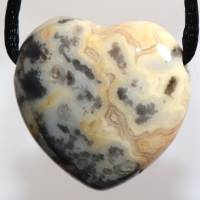 Crazy-Lace-Achat (Herz) | Halskette mit Band oder Silber 925 --- Stein-Größe: 28 x 29 mm Bild 3