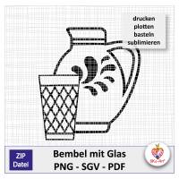 Bembel Geripptes Apfelweinglas, Datei png/pdf/svg, Plotterdatei plotten drucken basteln sublimieren, private Nutzung Bild 1