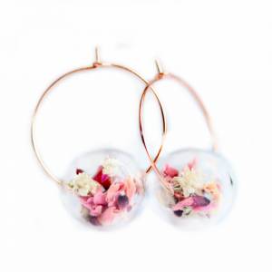 Blüten Ohrringe Perlen Creole aus Edelstahl 316L Statement Ohrringe Bild 4