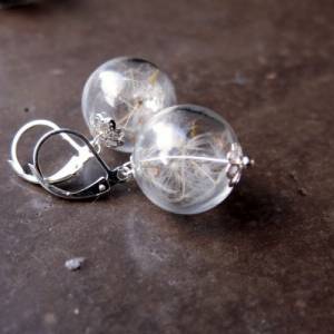 Silber Ohrringe Pusteblume in Glaskugel als Wunscherfüller oder einfach nur als zauberhaftes Geschenk für sie Bild 3
