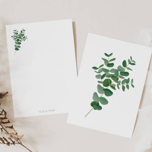 Postkarte Eukalyptus Zweig schlicht - Botanische Grußkarte Zweig - Dankeskarte neutral Branches - Illustration Zweig