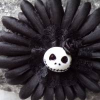 SCHWARZ Skull Jack Haarspange Haargummi Stoff Rose  Blume Bild 4