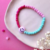 Kinder-Armband Smiley rosa-pink-mint Bild 1