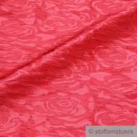 Stoff Polyester Elastan Jacquard Stretch Kleidertaft koralle Rose Taft Bild 2