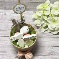 Geschenkset zu Ostern Ostergruß Osterhasen Anhänger Becher Raysin Homedeko Deko Geschenkidee Mitbringsel Handmade Bild 4