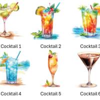 Bügelbilder Bügelmotiv Cocktail Drink Getränk Urlaub Meer Strand Höhe 10cm Bild 2