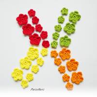 8-teiliges Häkelset nach Farbwahl - Häkelblumen,Aufnäher,3D Blumen,Tischdeko,Geschenk,Ostern,gelb,grün,rot,orange Bild 2