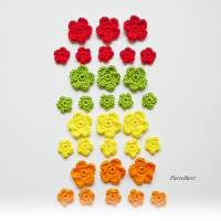 8-teiliges Häkelset nach Farbwahl - Häkelblumen,Aufnäher,3D Blumen,Tischdeko,Geschenk,Ostern,gelb,grün,rot,orange Bild 3