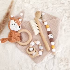 Babygeschenke, Persönliches Baby Geschenk-Set zur Geburt: Fuchs oder Hase - Ideal als Taufgeschenk & Geburtsgeschenk Bild 8