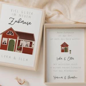 Geschenkschachtel zum Einzug Schwedenhaus - personalisiertes Geschenk Umzug - Geldgeschenk Einzug - Einzugsgeschenk Home Bild 1