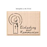 Stempel Einladung zur Kommunion mit Kerzenmotiv | Holzstempel Bild 2