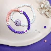 Kinder-Armband-Set lila Smiley Bild 1