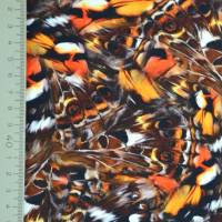 ♕ Jersey mit Schmetterlingsflügel braun-orange Federn50 x 150 cm Nähen Stoff ♕ Bild 5