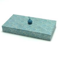 Schachtel mit aufliegendem Deckel - blaue Ornamente Bild 1